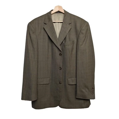 Abrigo Deportivo De Colección Oscar De La Renta Para Hombre Bronceado Pata de Gallo Talla 44L Beige Azul Marino Oficina Foto 1 de 4