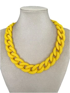 Damenkette Statement Gliederkette Modeschmuck Halskette  Blogger gelb - Bild 1 von 7
