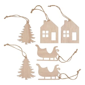 VBS Colgante Madera Motivos Invierno, 6 Piezas, Colgante Decoración Madera Árbol de Navidad - Imagen 1 de 5