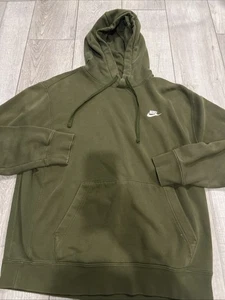 De Colección Nike Sudadera con Capucha Para Hombres Grande Verde Oliva Swoosh Logo Sudadera Pullover Sudadera con Capucha - Imagen 1 de 8