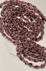 1 Strang 15 Zoll Tschechische Millefiori Selten Rose Rosa Blumen Oval Glasperlen Lampwork - Bild 1 von 5