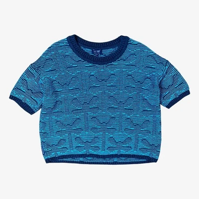 Top tejido vintage Y2K para mujer Armani Jeans geométrico Dragon Fly azul, retro Foto 1 de 4