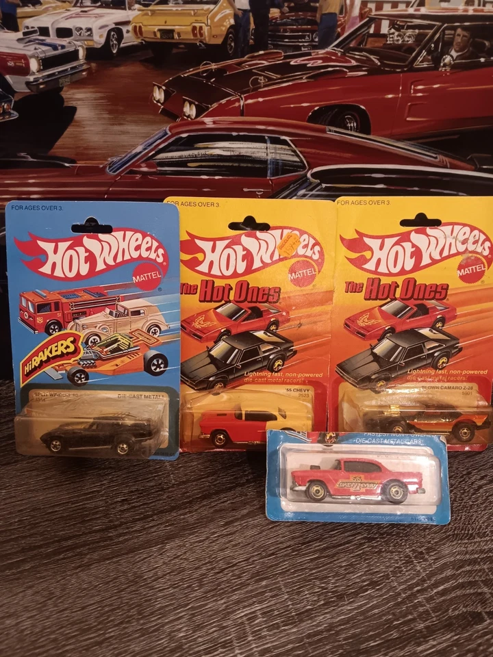 Hot Wheels Vintage Lote De 4 55 Chevy Ventana Dividida 63 Soplado Camaro Z-28 Foto 1 de 4