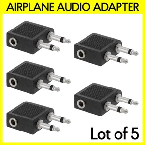 5PCS Airplane Headphone Adapter Dual 3.5mm to 3.5mm AUX Airline Stereo Converter - Picture 1 of 2