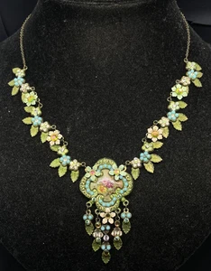 Collar Precioso Cristales Michal Negrin Rosas Colección Antigua Hecho en Israel - Imagen 1 de 14