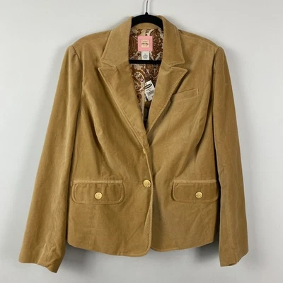 Chaqueta Blazer Antigua Azul Marino Vintage Terciopelo Para Mujer 1X Tostado Dorado Botones Algodón Foto 1 de 4