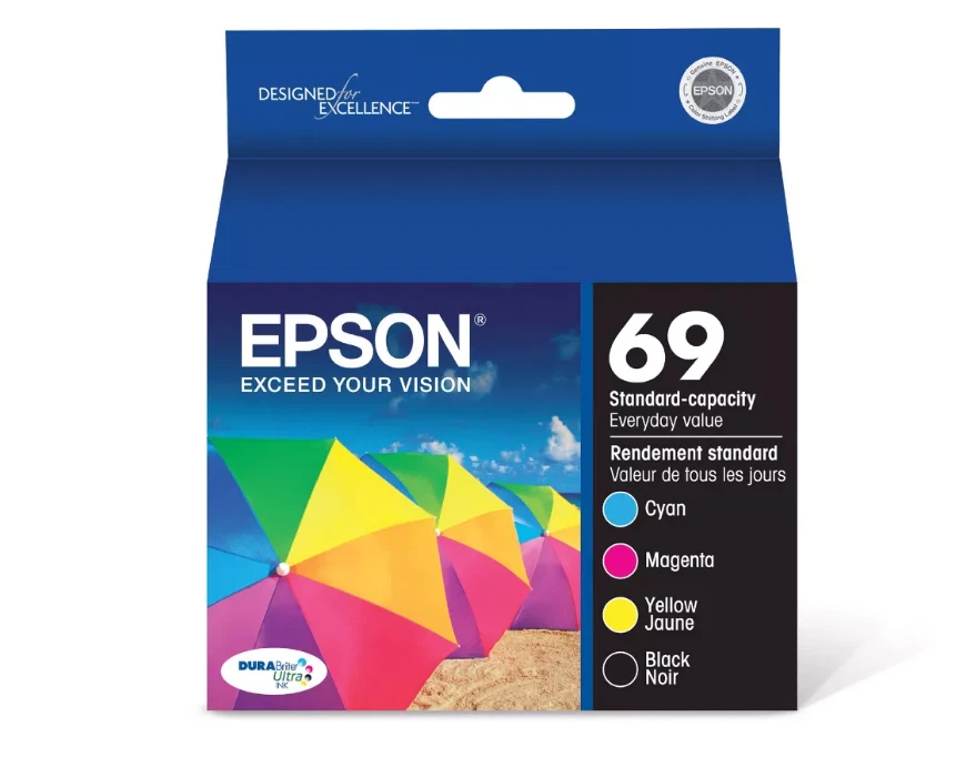 Epson 69 4pk Combo Ink Cartridges - Black/Cyan/Magenta/Yellow (Choose Exp Date) - Image 1 of 1