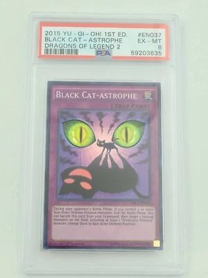 2015 Yugioh DRL2-EN037 Black Cat-Astrophe 1st Edition Super Rare PSA 6 - Image 1 of 2