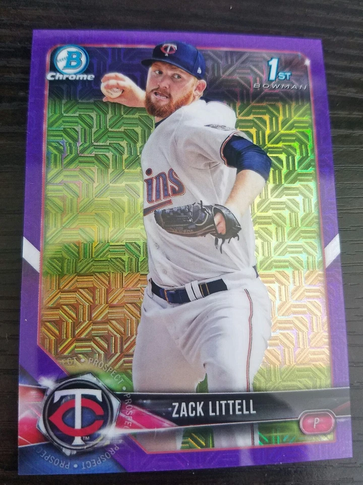 2018 Bowman Chrome Mega Box Prospects Purple Refractors BCP101 Zack Littell /250 - Image 1 of 1