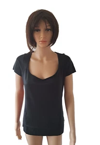 LA REDOUTE CREATION SCHWARZES GERIPPTES KURZÄRMELIGES OBERTEIL UK 8/10 BRANDNEU £10,49 - Bild 1 von 1
