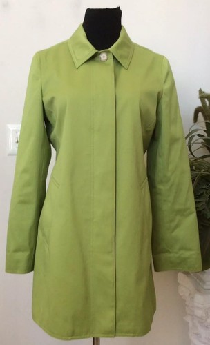 Cappotto lungo minimalista donna Coach verde lime cotone taglia S prezzo al dettaglio $395