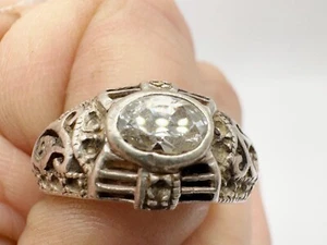 VINTAGE SOLID STERLING SILVER CELTIC SCOTTISH SOLITAIRE LADIES RING SIZE N - Picture 1 of 6