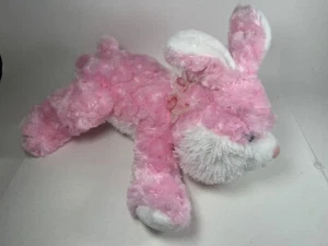 Dan Dee Plush Pink Bunny Rabbit Laying 14" Heart Bow Valentines Day Stuffed Toy - Picture 1 of 11