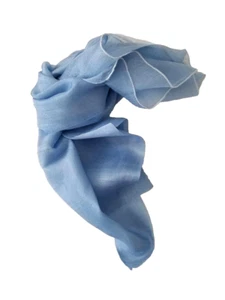 SOLID PALE SKY BLUE - UZBEK SILK SCARF-FROM SILK /TEXTILE PRODUCERS OF MARGILAN - Picture 1 of 5