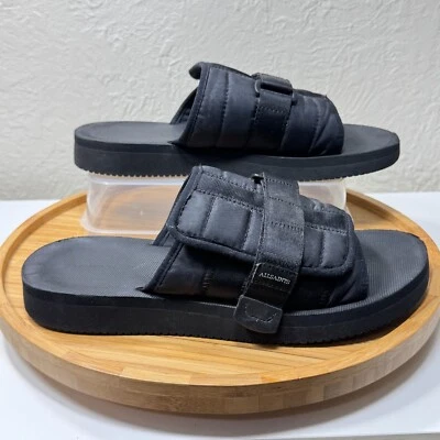 Sandalias AllSaints Coleman sin cordones para hombre 42 EE. UU. 8,5 acolchadas con logotipo negras planas Foto 1 de 4