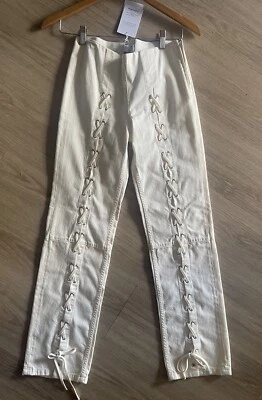 NORDSTROM ATELIER/& OTHER STORIES CREAM LACE UP PANTS✨2✨NWT✨$119 - Image 1 of 4