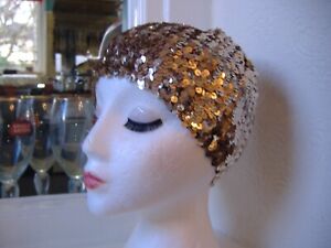 BERET, GOLD SEQUINED, ONE SIZE, NWOT