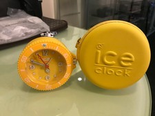 Ice-Clock YELLOW Travel Alarm Clock Rubberized Finish & Zipped Travel Case.
