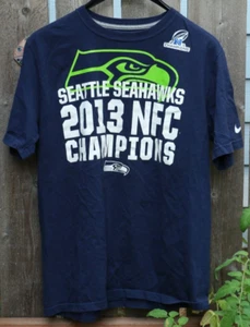 Nike Seattle Seahawks Shirt Men's Large Blue NFL Football 2013 NFC Champions - Picture 1 of 3