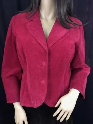 Rojo, gamuza, chaqueta de cuero real, L, (# 8612) Foto 1 de 4