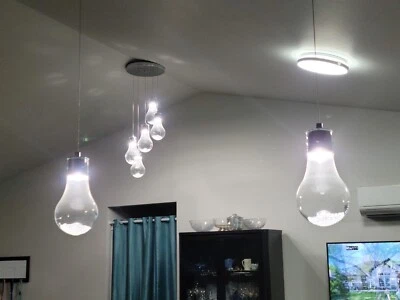 Impresionante Lámpara de araña moderna/industrial de 5 globos y 2 luces colgantes a juego Foto 1 de 4