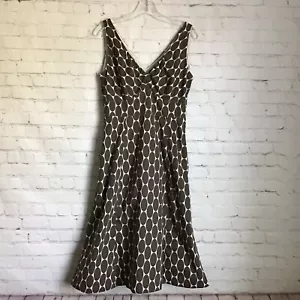 Vestido Boden Womans sin mangas cuello en V estampado de algodón talla 10 marrones puntos forrados - Imagen 1 de 6