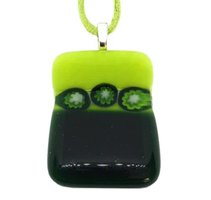 Glass Pendant, Handmade Dichroic Glass Pendant, Heart Pendant Necklace 4cm x 3cm - Picture 1 of 5