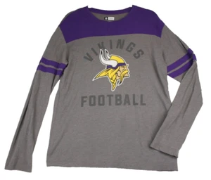Woman’s NFL Minnesota Vikings Grey Purple Colorblock Long Sleeve Shirt Sz Medium - Picture 1 of 7