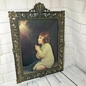 Vintage Säugling Samuel betende Lithographie Sir Joshua Reynolds konvexe Glaskunst Italien - Bild 1 von 12