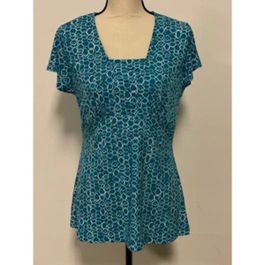 Nine & Co by Nine West Kurzarm Bluse Blau Größe L - Bild 1 von 5