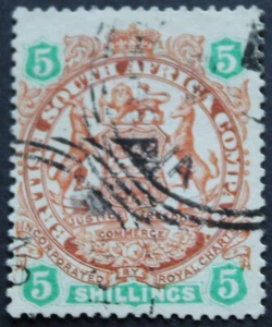 Rhodesia 1896 Five Shillings with MPIKA month Day (Square Circle) postmark - Picture 1 of 1