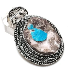 Natural Cavansite Crystal 925 Sterling Silver Jewelry Pendant 2.40" Gift B469 - Picture 1 of 6
