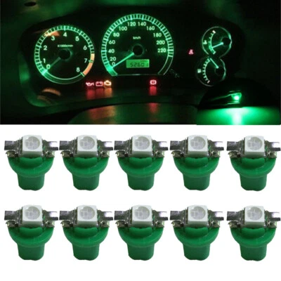 10x T5 B8.5D 5050 Green Car Dashboard Instrument LED Light Bulbs Car Accessories - Image 1 of 4