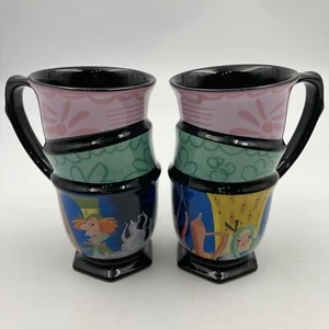 2 tazas de té apiladas Mary Blair Disney Alicia en el país de las maravillas Sombrerero Loco 10 oz - Imagen 1 de 10