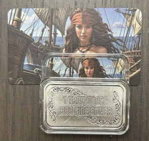SEXY! Pirate Sparrows Wife 1 Oz .999 Silver Art Bar W/ COA Mintage 100 - Picture 1 of 2