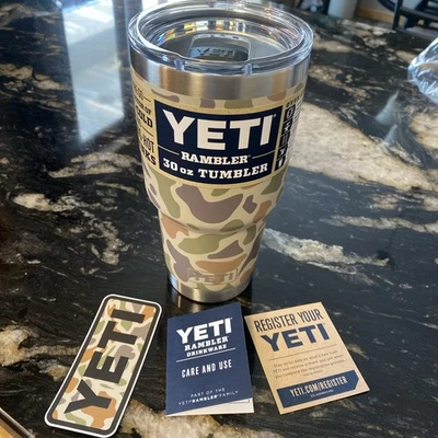 Yeti 30 Oz. Rambler Tumbler Magslider Lid Woodlands Duck Froggy Camo