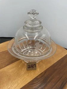 Frühe amerikanische gemusterte Glasvitrine Butterdose Ende 19. Jahrhundert -Anfang 20. - Bild 1 von 10