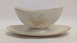 Lenox WEIZENMUSTER R-442 SAUCIERE mit angenähter Unterplatte Goldrand - Bild 1 von 16