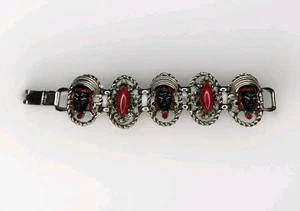 Selro & Selini Vintage African Princess Face Bracelet Tribal Red Black Thai Girl - Bild 1 von 12