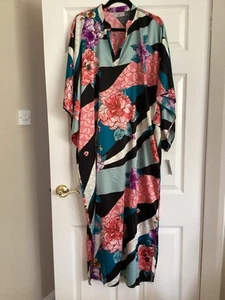 BNWT NATORI Floral Pattern Multi-Coloured XL Kaftan Loungewear Maxi Dress - Picture 1 of 12