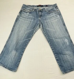 Vigoss Capri Jeans Size 13/14 Blue Distressed Embroidered Stretch Denim - Picture 1 of 14