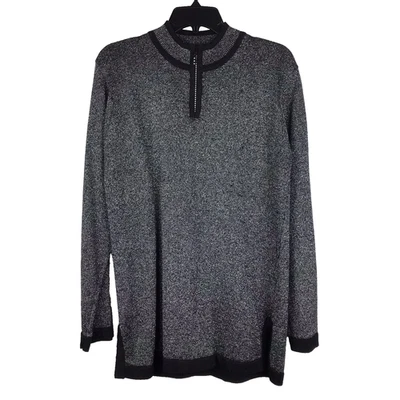 Vtg Regency Collection Joyce 1/4 Zip Sweater Black Silver Metallic Knit Medium - Image 1 of 4