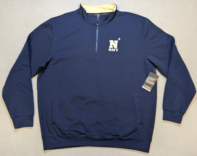 Navy Midshipmen Pullover Mens 2XL XXL Blue New Zip Sweatshirt Football Fleece - Image 1 of 4