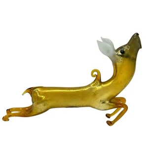 Vintage Germany Merkur Glas Gold Hirsch Rentier Reh Rehkitz Weihnachtsschmuck - Bild 1 von 22