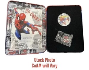 2022 1 $ Fiji 1oz Pure Silver Marvel Spider-Man Colorized Proof Coin with CoA - Bild 1 von 3