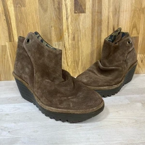 Fly London Yama Wedge Ankle Boot Brown Suede 40 - Picture 1 of 10