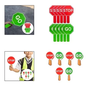 10Pcs Stop and Go Signs Red and Green Traffic Teaching Warning Paddle Classroom - Picture 1 of 12