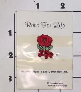 Rose for Life Patch NIP NOS Sew On Embroidered Right to Life 1976 Vintage - Picture 1 of 1