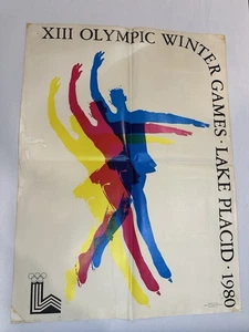 Poster pattinaggio figure Lake Placid Giochi Olimpici Invernali 1980 circa 19"x25" RARO! - Foto 1 di 15