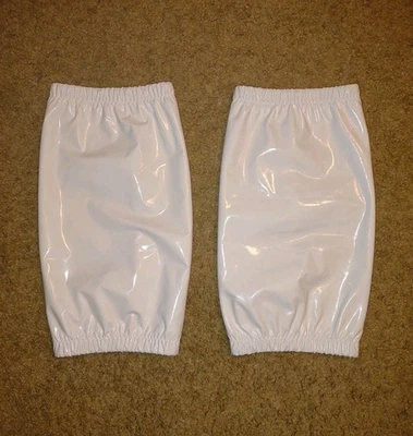 Pro реслинг НАКОЛЕННИКИ чехлы комплект твердый белый PLEATHER новый - подушечки не включены - Изображение 1 из 4